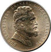 Austria 2 Schilling 25th Anniversary death of Dr. Karl Lueger 1935 KM# 2855 BÜRGERMEISTER DR. KARL LUEGER 1844-1910 coin reverse Austria 2 Schilling 25th Anniversary death of Dr. Karl Lueger 1935 KM# 2855 BÜRGERMEISTER DR. KARL LUEGER 1844-1910 coin reverse