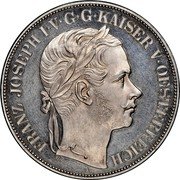 Austria 2 Thaler Opening of the railway Vienna-Trieste 1857 A KM# 2246.1 C R FRANZ JOSEPH I V G G KAISER V OESTERREICH coin obverse Austria 2 Thaler Opening of the railway Vienna-Trieste 1857 A KM# 2246.1 C R FRANZ JOSEPH I V G G KAISER V OESTERREICH coin obverse