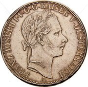 Austria 2 Thaler Franz Joseph I 1865 A KM# 2249 FRANZ JOSEPH I.V.G.G.KAISER V.OESTERREICH A coin obverse Austria 2 Thaler Franz Joseph I 1865 A KM# 2249 FRANZ JOSEPH I.V.G.G.KAISER V.OESTERREICH A coin obverse