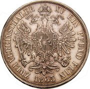 Austria 2 Thaler Franz Joseph I 1865 A KM# 2249 ZWEI VEREINSTHALER XV EIN PFUND FEIN 1865 coin reverse Austria 2 Thaler Franz Joseph I 1865 A KM# 2249 ZWEI VEREINSTHALER XV EIN PFUND FEIN 1865 coin reverse