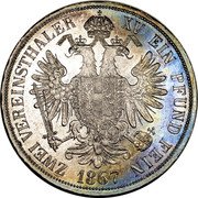 Austria 2 Thaler Franz Joseph I 1867 A KM# 2250 ZWEI VEREINSTHALER XV EIN PFUND FEIN 1865 coin reverse