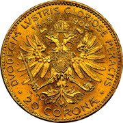 Austria 20 Corona 60th Anniversary of the Reign of Franz Joseph I 1908 - MDCCCCII KM# 2811 DVODECIM LVSTRIS GLORIOSE PERACIS 1848 1908 20 CORONÆ coin reverse Austria 20 Corona 60th Anniversary of the Reign of Franz Joseph I 1908 - MDCCCCII KM# 2811 DVODECIM LVSTRIS GLORIOSE PERACIS 1848 1908 20 CORONÆ coin reverse