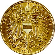 Austria 20 Corona Charles I 1918 MDCCCCXVIII KM# 2828 XX CORONÆ MCMXVIII 20 COR 1918 coin reverse Austria 20 Corona Charles I 1918 MDCCCCXVIII KM# 2828 XX CORONÆ MCMXVIII 20 COR 1918 coin reverse