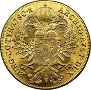 Austria 20 Ducat Struck for Haile Selassie 1780 SF Restrike - 1950s KM# T2 ARCHID AVST DUX BURG CO TYR 1780 coin reverse Austria 20 Ducat Struck for Haile Selassie 1780 SF Restrike - 1950s KM# T2 ARCHID AVST DUX BURG CO TYR 1780 coin reverse