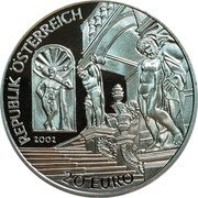 Austria 20 Euro Baroque Period - Prince Eugene 2002 Proof KM# 3098 REPUBLIK ÖSTERREICH 2002 20 EURO coin obverse