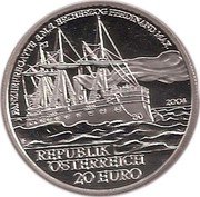 Austria 20 Euro S. M. S. Erzherzog Ferdinand Max 2004 Proof KM# 3114 ADMIRAL WILHELM VON TEGETTHOFF H.WÄHNER coin obverse Austria 20 Euro S. M. S. Erzherzog Ferdinand Max 2004 Proof KM# 3114 ADMIRAL WILHELM VON TEGETTHOFF H.WÄHNER coin obverse