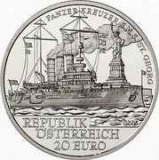 Austria 20 Euro S .M. S. Sankt Georg 2005 Proof KM# 3127 PANZERKREUZER S.M.S. ST. GEORG 2005 REPUBLIK ÖSTERREICH 20 EURO coin obverse