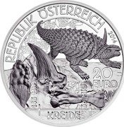 Austria 20 Euro Creteceous - Life on the Ground 2014 Proof KM# 3230 REPUBLIK ÖSTERREICH 2014 20 EURO 145 MIO 66 MIO KREIDE coin obverse Austria 20 Euro Creteceous - Life on the Ground 2014 Proof KM# 3230 REPUBLIK ÖSTERREICH 2014 20 EURO 145 MIO 66 MIO KREIDE coin obverse