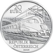 Austria 20 Euro The Railway of the Future 2009 Proof KM# 3179 20 EURO REPUBLIK ÖSTERREICH 2009 coin obverse