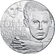 Austria 20 Euro Egon Schiele 2012 Proof KM# 3209 20 EURO REPUBLIK ÖSTERREICH 2012 EGON SCHIELE coin obverse Austria 20 Euro Egon Schiele 2012 Proof KM# 3209 20 EURO REPUBLIK ÖSTERREICH 2012 EGON SCHIELE coin obverse