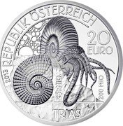 Austria 20 Euro Prehistoric Life - Triassic - Life in the Water 2013 Proof KM# 3220 2013 REPUBLIK ÖSTERREICH 20 EURO 251 MIO 200 MIO TRIAS coin obverse Austria 20 Euro Prehistoric Life - Triassic - Life in the Water 2013 Proof KM# 3220 2013 REPUBLIK ÖSTERREICH 20 EURO 251 MIO 200 MIO TRIAS coin obverse