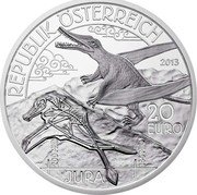 Austria 20 Euro Prehistoric Life - Jurassic - Life in the Air 2013 Proof KM# 3223 REPUBLIK ÖSTERREICH 2013 20 EURO 200 MIO 145 MIO JURA coin obverse Austria 20 Euro Prehistoric Life - Jurassic - Life in the Air 2013 Proof KM# 3223 REPUBLIK ÖSTERREICH 2013 20 EURO 200 MIO 145 MIO JURA coin obverse