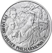 Austria 20 Euro 175 Jahre Wiener Philharmoniker 2017 Proof KM# 3269 175 JAHRE WIENER PHILHARMONIKER coin reverse