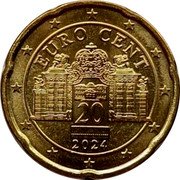 Austria 20 Euro Cent Belvedere Palace 2024 BU KM# 3140 EURO CENT 20 2008 coin obverse Austria 20 Euro Cent Belvedere Palace 2024 BU KM# 3140 EURO CENT 20 2008 coin obverse
