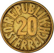 Austria 20 Groschen Imperial Eagle 1950 KM# 2877 coin reverse Austria 20 Groschen Imperial Eagle 1950 KM# 2877 coin reverse