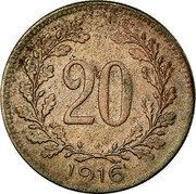 Austria 20 Heller Karl I 1916 KM# 2826 20 1916 coin reverse Austria 20 Heller Karl I 1916 KM# 2826 20 1916 coin reverse