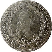 Austria 20 Kreuzer Franz I 1763 WI KM# 2028 FRANC D G R IMP S A G ER IER REX LO B M H D coin obverse Austria 20 Kreuzer Franz I 1763 WI KM# 2028 FRANC D G R IMP S A G ER IER REX LO B M H D coin obverse