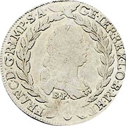 Austria 20 Kreuzer Birds Eagles Fauna 1765 B P-SK-PD(1780) KM# 2030 FRANC D G R IMP S A GE IER REX LO B M H D coin obverse Austria 20 Kreuzer Birds Eagles Fauna 1765 B P-SK-PD(1780) KM# 2030 FRANC D G R IMP S A GE IER REX LO B M H D coin obverse
