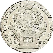 Austria 20 Kreuzer Birds Eagles Fauna 1765 B P-SK-PD(1780) KM# 2030 1765 20 IN TE DOMINE SPERAVI coin reverse Austria 20 Kreuzer Birds Eagles Fauna 1765 B P-SK-PD(1780) KM# 2030 1765 20 IN TE DOMINE SPERAVI coin reverse