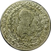 Austria 20 Kreuzer Joseph II 1778 A IC-FA KM# 2067.2 IOSEPH · II · D · G · R · I · S · A · GE · REX · A · A · LO & M · H · D · coin obverse Austria 20 Kreuzer Joseph II 1778 A IC-FA KM# 2067.2 IOSEPH · II · D · G · R · I · S · A · GE · REX · A · A · LO & M · H · D · coin obverse