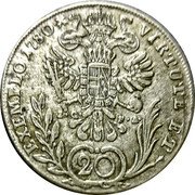 Austria 20 Kreuzer Joseph II 1778 A IC-FA KM# 2067.2 VIRTUTE ET EXEMPLO · 1768 X I.G. F.A. 20 coin reverse Austria 20 Kreuzer Joseph II 1778 A IC-FA KM# 2067.2 VIRTUTE ET EXEMPLO · 1768 X I.G. F.A. 20 coin reverse