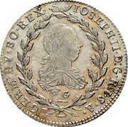Austria 20 Kreuzer Joseph II - Open Wreath above Head 1781 G KM# 2068.1 ​IOS:II:D:G:R:IMP: S:A:GER:H:B::REX· coin obverse Austria 20 Kreuzer Joseph II - Open Wreath above Head 1781 G KM# 2068.1 ​IOS:II:D:G:R:IMP: S:A:GER:H:B::REX· coin obverse