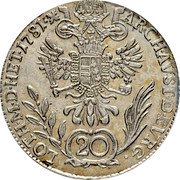 Austria 20 Kreuzer Joseph II - Open Wreath above Head 1781 G KM# 2068.1 20 ARCH:A:D:B:LOTH: M:D:HETR: coin reverse Austria 20 Kreuzer Joseph II - Open Wreath above Head 1781 G KM# 2068.1 20 ARCH:A:D:B:LOTH: M:D:HETR: coin reverse