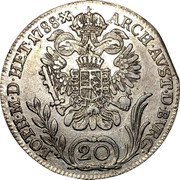 Austria 20 Kreuzer Joseph II 1788 B KM# 2070 ARCH.AVST.D.BVRG.LOTH.M.D.HET. 1788 X 20 coin reverse Austria 20 Kreuzer Joseph II 1788 B KM# 2070 ARCH.AVST.D.BVRG.LOTH.M.D.HET. 1788 X 20 coin reverse