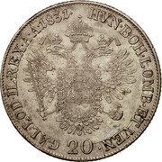 Austria 20 Kreuzer Franz I 1831 M KM# 2147 HVN· BOH· LOMB· ET VEN· GAL· LOD· IL· REX· A· A· 1832· 20 coin reverse Austria 20 Kreuzer Franz I 1831 M KM# 2147 HVN· BOH· LOMB· ET VEN· GAL· LOD· IL· REX· A· A· 1832· 20 coin reverse