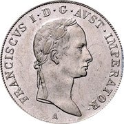 Austria 20 Kreuzer Franz I 1831 A KM# 2146 FRANCISCVS I D G AVST IMPERATOR coin obverse Austria 20 Kreuzer Franz I 1831 A KM# 2146 FRANCISCVS I D G AVST IMPERATOR coin obverse