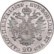 Austria 20 Kreuzer Franz I 1831 A KM# 2146 HVN BOH LOMB ET VEN GAL LOD IL REX A A 1831 coin reverse Austria 20 Kreuzer Franz I 1831 A KM# 2146 HVN BOH LOMB ET VEN GAL LOD IL REX A A 1831 coin reverse