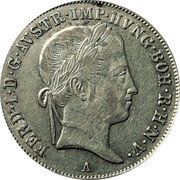 Austria 20 Kreuzer Ferdinand I 1845 A KM# 2208 FERD·I·D·G·AVSTR·IMP·HVNG·BOH·R·H·N·V· A coin obverse Austria 20 Kreuzer Ferdinand I 1845 A KM# 2208 FERD·I·D·G·AVSTR·IMP·HVNG·BOH·R·H·N·V· A coin obverse