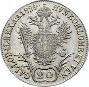 Austria 20 Kreuzer Franz I 1824 A KM# 2143 HVN·BOH·LOMB·ET VEN·	GAL·LOD·IL·REX·A·A·1819· 20 coin reverse Austria 20 Kreuzer Franz I 1824 A KM# 2143 HVN·BOH·LOMB·ET VEN·	GAL·LOD·IL·REX·A·A·1819· 20 coin reverse