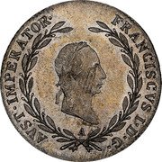 Austria 20 Kreuzer Franz I 1827 A KM# 2144 FRANCISCVS I D G AVST IMPERATOR E coin obverse Austria 20 Kreuzer Franz I 1827 A KM# 2144 FRANCISCVS I D G AVST IMPERATOR E coin obverse