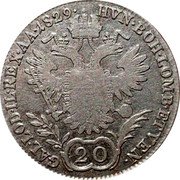 Austria 20 Kreuzer Franz I 1829 A KM# 2145 HVN BOH LOMB ET VEN GAL LOD IL REX A A coin reverse Austria 20 Kreuzer Franz I 1829 A KM# 2145 HVN BOH LOMB ET VEN GAL LOD IL REX A A coin reverse