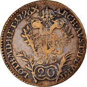 Austria 20 Kreuzer Franz II 1796 B KM# 2139 20 ARCH AVST D BVRG LOTH M D HET coin reverse Austria 20 Kreuzer Franz II 1796 B KM# 2139 20 ARCH AVST D BVRG LOTH M D HET coin reverse