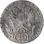 Austria 20 Kreuzer Leopold II 1787 F Mintage included with KM#2068 KM# 2069 20 ARCH AVST D BVRG LOTH M D HET coin reverse Austria 20 Kreuzer Leopold II 1787 F Mintage included with KM#2068 KM# 2069 20 ARCH AVST D BVRG LOTH M D HET coin reverse