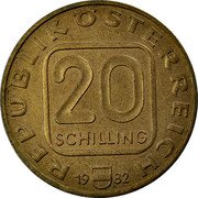 Austria 20 Schilling 250th Birthday of composer Joseph Haydn 1982 KM# 2955.1 REPUBLIK ÖSTERREICH 20 SCHILLING 19 82 coin obverse Austria 20 Schilling 250th Birthday of composer Joseph Haydn 1982 KM# 2955.1 REPUBLIK ÖSTERREICH 20 SCHILLING 19 82 coin obverse