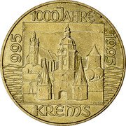 Austria 20 Schilling 1000th Anniversary - Krems 1995 KM# 3022 REPUBLIK ÖSTERREICH 20 SCHILLING 19 95 coin obverse Austria 20 Schilling 1000th Anniversary - Krems 1995 KM# 3022 REPUBLIK ÖSTERREICH 20 SCHILLING 19 95 coin obverse