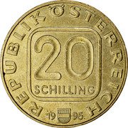 Austria 20 Schilling 1000th Anniversary - Krems 1995 KM# 3022 REPUBLIK ÖSTERREICH 20 SCHILLING 19 95 coin reverse Austria 20 Schilling 1000th Anniversary - Krems 1995 KM# 3022 REPUBLIK ÖSTERREICH 20 SCHILLING 19 95 coin reverse