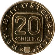 Austria 20 Schilling (Hochosterwitz Castle) KM# 2960.1 REPUBLIK ÖSTERREICH 20 SCHILLING 19 83 coin obverse Austria 20 Schilling (Hochosterwitz Castle) KM# 2960.1 REPUBLIK ÖSTERREICH 20 SCHILLING 19 83 coin obverse