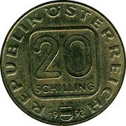 Austria 20 Schilling (Hochosterwitz Castle.) KM# 2960.2 REPUBLIK ÖSTERREICH 20 SCHILLING 1992 coin obverse Austria 20 Schilling (Hochosterwitz Castle.) KM# 2960.2 REPUBLIK ÖSTERREICH 20 SCHILLING 1992 coin obverse