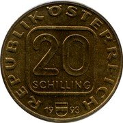 Austria 20 Schilling (Grafenegg Palace.) KM# 2965.2 REPUBLIK ÖSTERREICH 20 SCHILLING 19 93 coin obverse Austria 20 Schilling (Grafenegg Palace.) KM# 2965.2 REPUBLIK ÖSTERREICH 20 SCHILLING 19 93 coin obverse