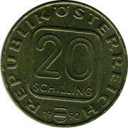 Austria 20 Schilling (Vorarlberg - Martinsturm in Bregenz) KM# 2993.1 REPUBLIK ÖSTERREICH 20 SCHILLING 19 91 coin obverse Austria 20 Schilling (Vorarlberg - Martinsturm in Bregenz) KM# 2993.1 REPUBLIK ÖSTERREICH 20 SCHILLING 19 91 coin obverse