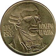 Austria 20 Schilling (250th Anniversary of Joseph Haydn) KM# 2955.2 JOSEPH HAYDN 1732 1982 TP coin reverse Austria 20 Schilling (250th Anniversary of Joseph Haydn) KM# 2955.2 JOSEPH HAYDN 1732 1982 TP coin reverse
