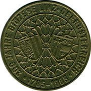 Austria 20 Schilling (200th Anniversary of Diocese of Linz) KM# 2970.1 1785-1985 200 JAHRE DIÖZESE LINZ OBERÖSTERREICH coin reverse Austria 20 Schilling (200th Anniversary of Diocese of Linz) KM# 2970.1 1785-1985 200 JAHRE DIÖZESE LINZ OBERÖSTERREICH coin reverse