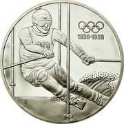Austria 200 Schilling 100th Anniversary of Olympic Games - Skiing 1995 Proof KM# 3027 1896-1996 PT coin reverse Austria 200 Schilling 100th Anniversary of Olympic Games - Skiing 1995 Proof KM# 3027 1896-1996 PT coin reverse