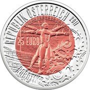 Austria 25 Euro Robotics - Mars Robot 2011 Special Unc KM# 3204 REPUBLIK ÖSTERREICH 2011 25 EURO ROBOTIK coin obverse