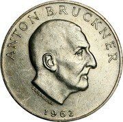 Austria 25 Schilling Composer Anton Bruckner 1962 KM# 2892 ANTON BRUCKNER 1962 coin reverse Austria 25 Schilling Composer Anton Bruckner 1962 KM# 2892 ANTON BRUCKNER 1962 coin reverse