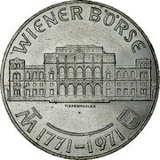 Austria 25 Schilling 200th Anniversary - Vienna Bourse 1971 KM# 2910 WIENER BÖRSE 1771-1971 coin reverse Austria 25 Schilling 200th Anniversary - Vienna Bourse 1971 KM# 2910 WIENER BÖRSE 1771-1971 coin reverse